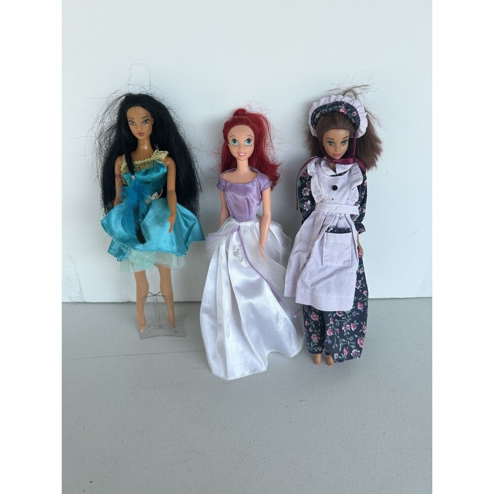 Lot 3 Mattel Barbie Disney Pocahontas Ariel Pioneer American Stories Dolls